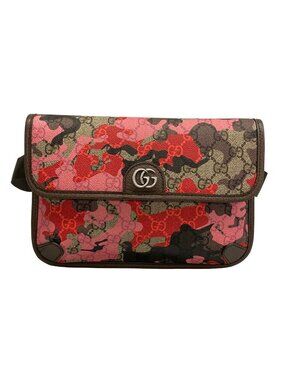 Gucci Waist Pouch Ophidia Small Belt Bag Beige Dark Brown Red Leather